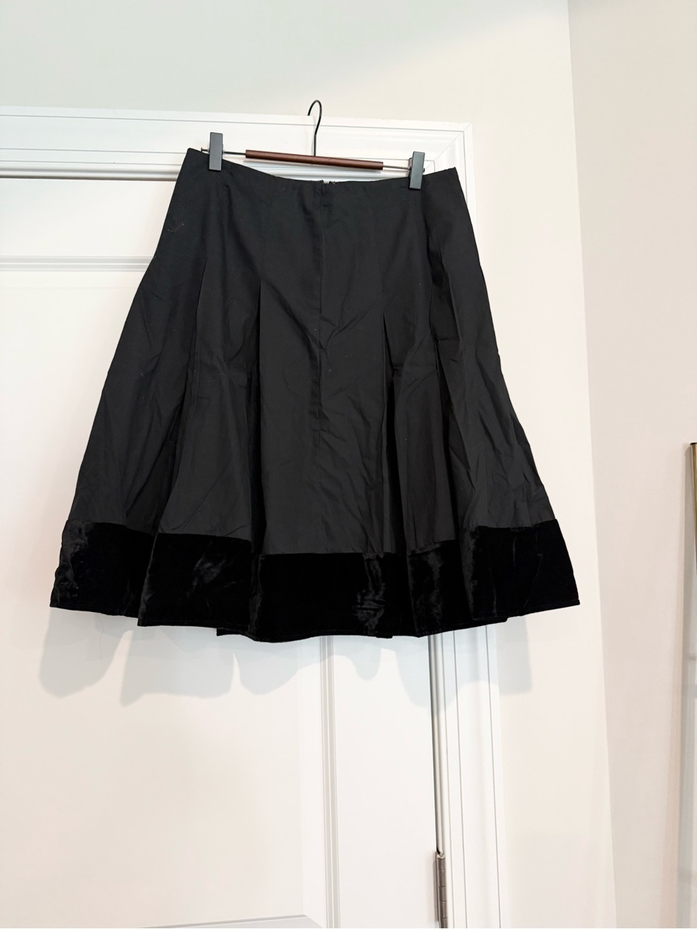 New York & Company Black A-Line Skirt with Velvet Hem